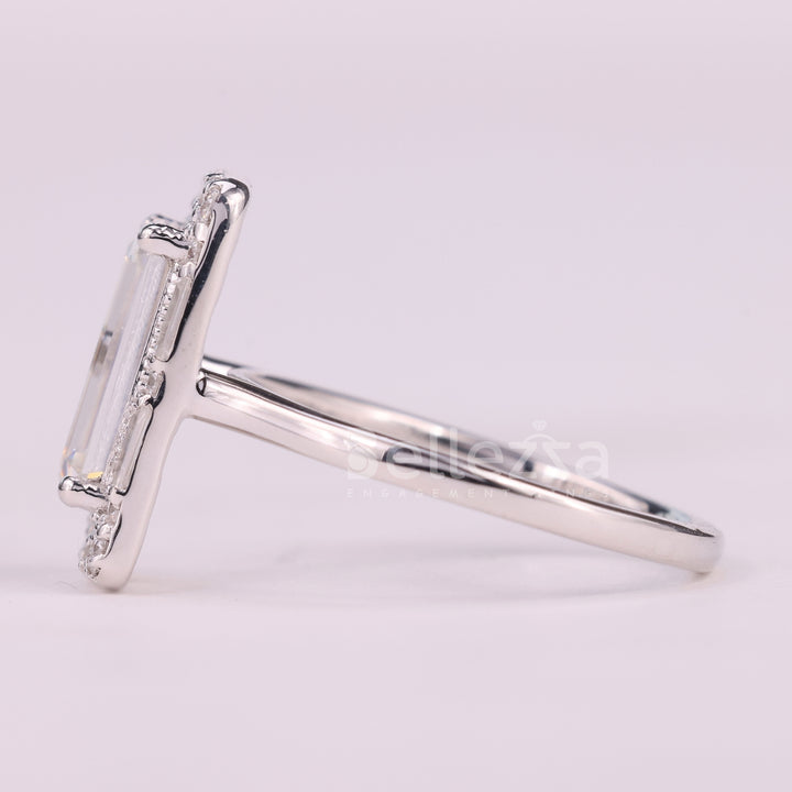 1.50CT Baguette Cut Halo Cluster Diamond Moissanite Engagement Ring