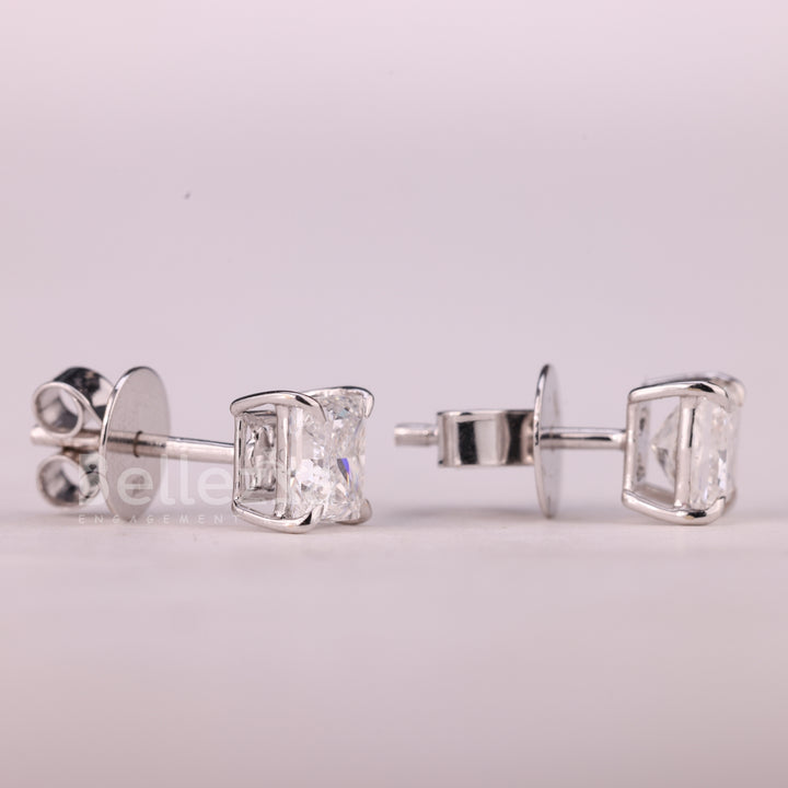 1.50CTW Princess Cut Solitaire Stud Moissanite Earrings