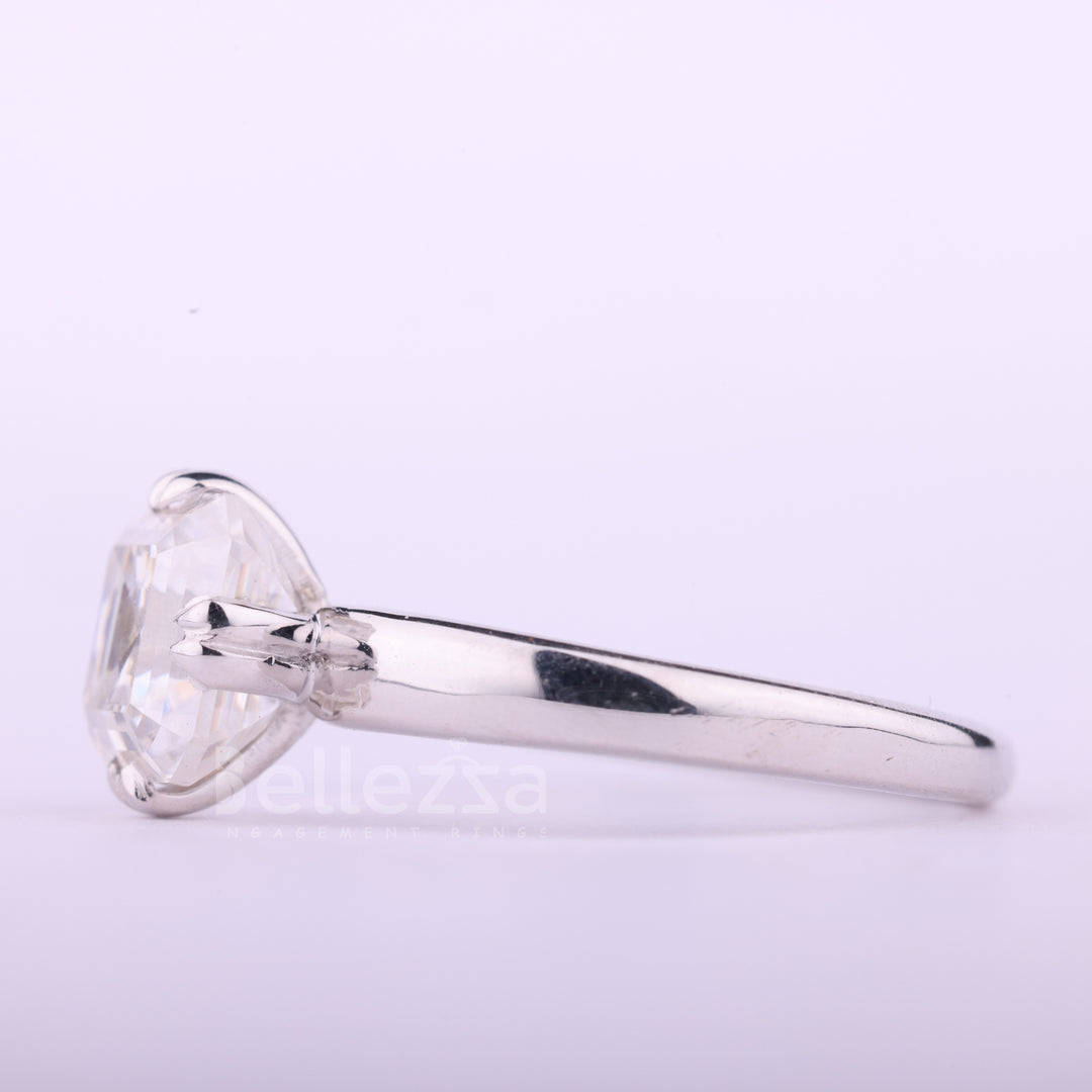 1.0CT Asscher Cut Diamond Moissanite Solitaire Engagement Ring