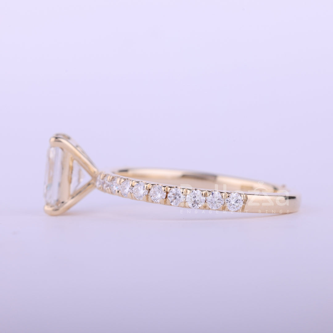 1.0CT Radiant Cut Pave Setting Moissanite Engagement Ring