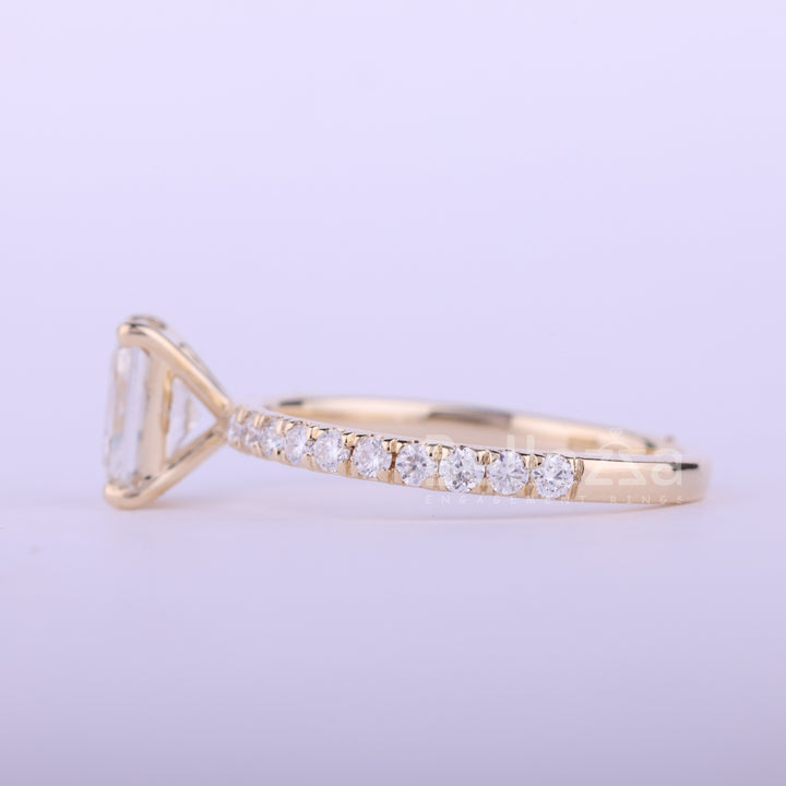 1.0CT Radiant Cut Pave Setting Moissanite Engagement Ring