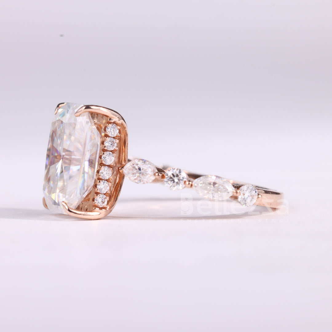 1.50CT Radiant Cut Pave Setting Moissanite Engagement Ring