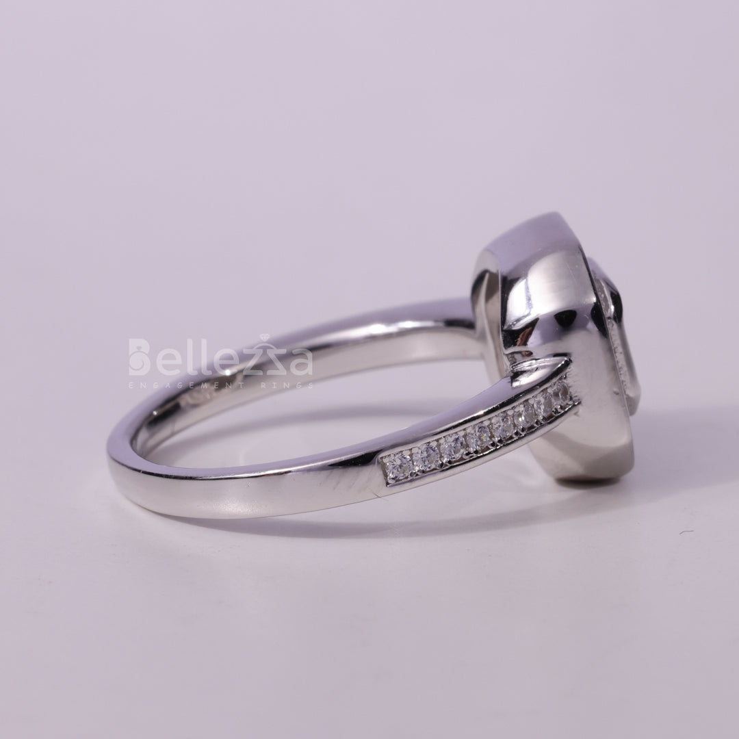 1.0CT Asscher Cut Diamond Halo Pave Setting Moissanite Engagement Ring