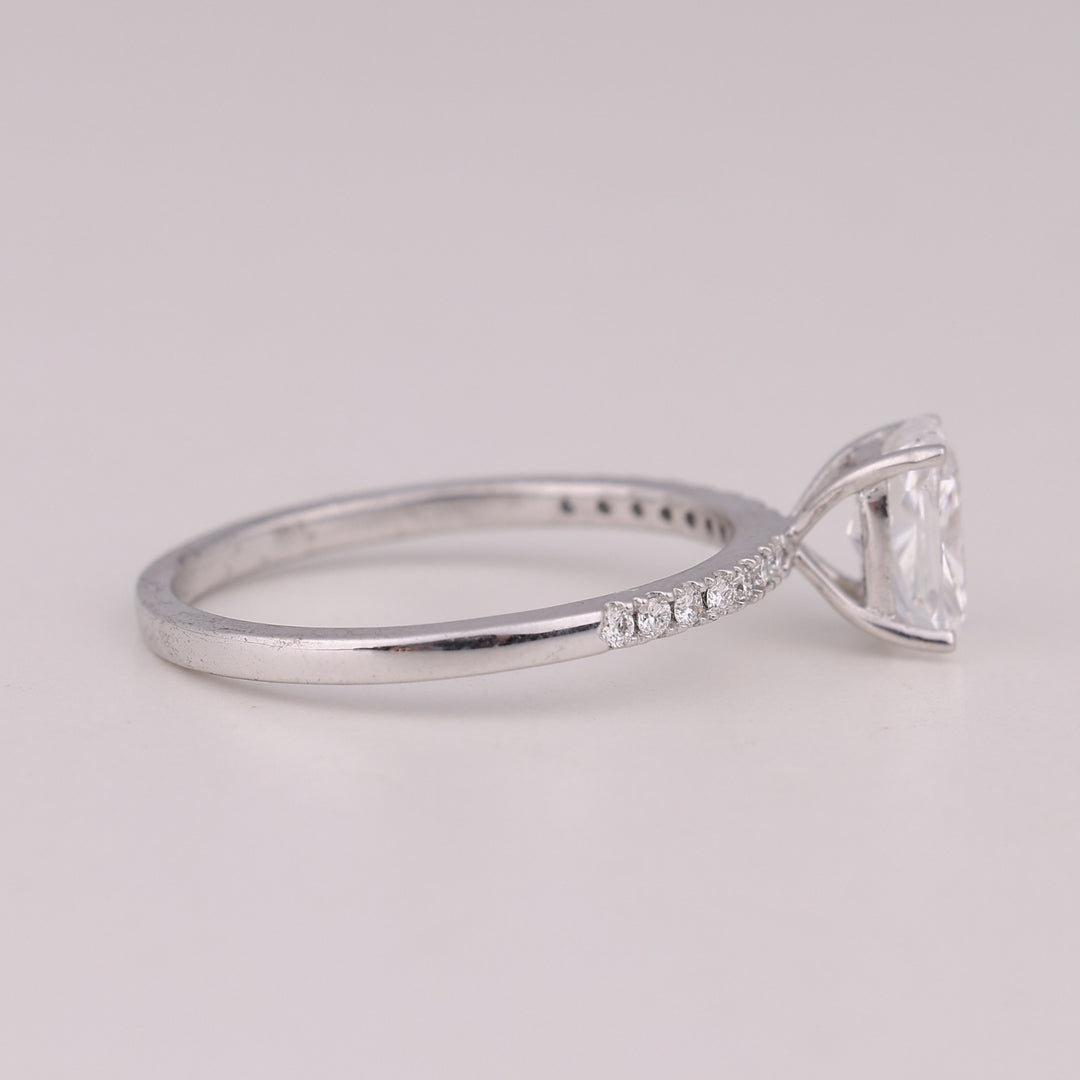 1.0CT Elongated Cushion Cut Pave Setting Engagement Ring