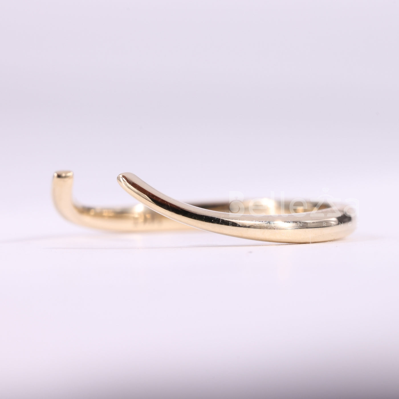 14K Solid Yellow Gold Open Cuff Style Unique Wedding Band