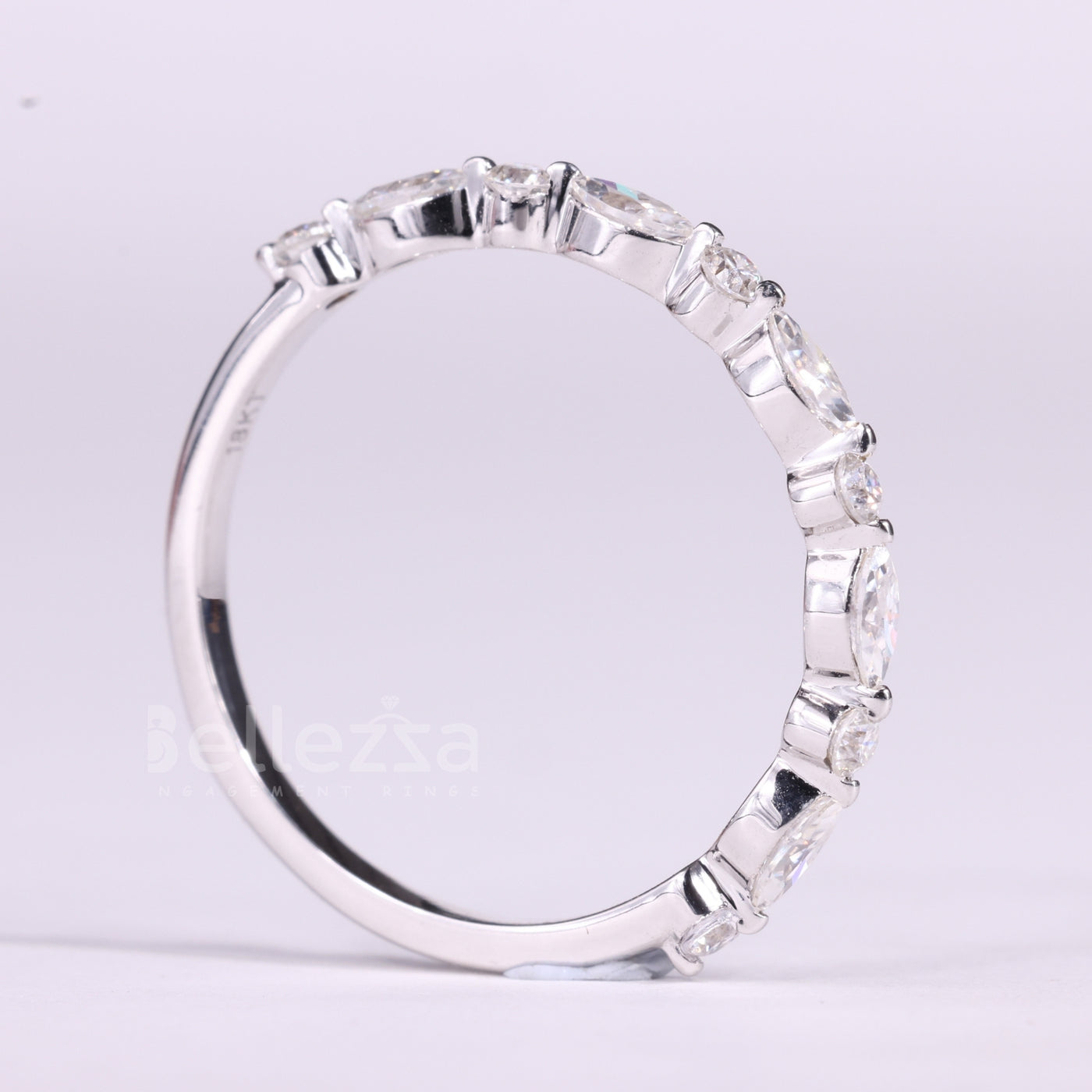 Round & Marquise Cut Half Eternity Moissanite Wedding Band