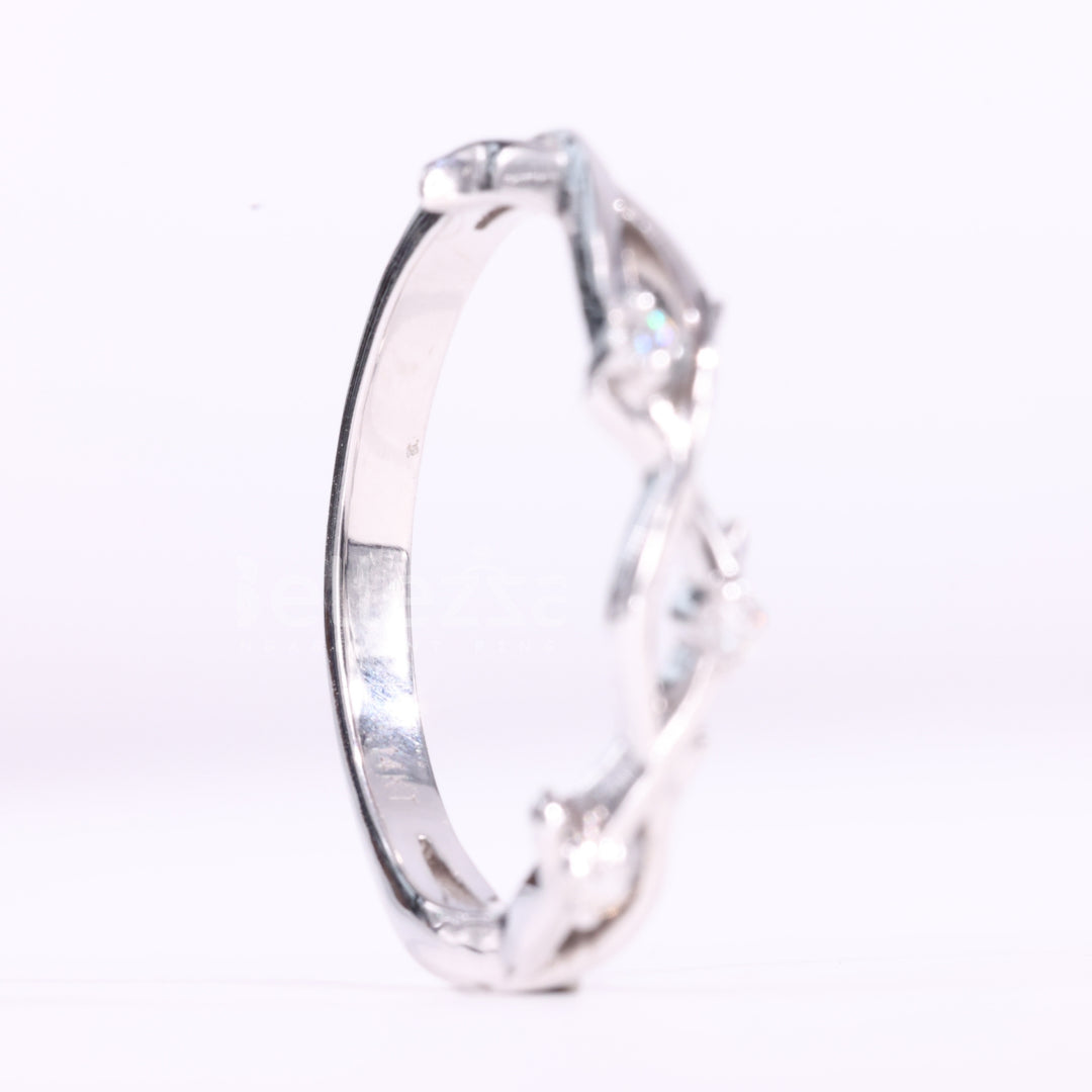 Round Cut Nature Inspired Moissanite Wedding Band