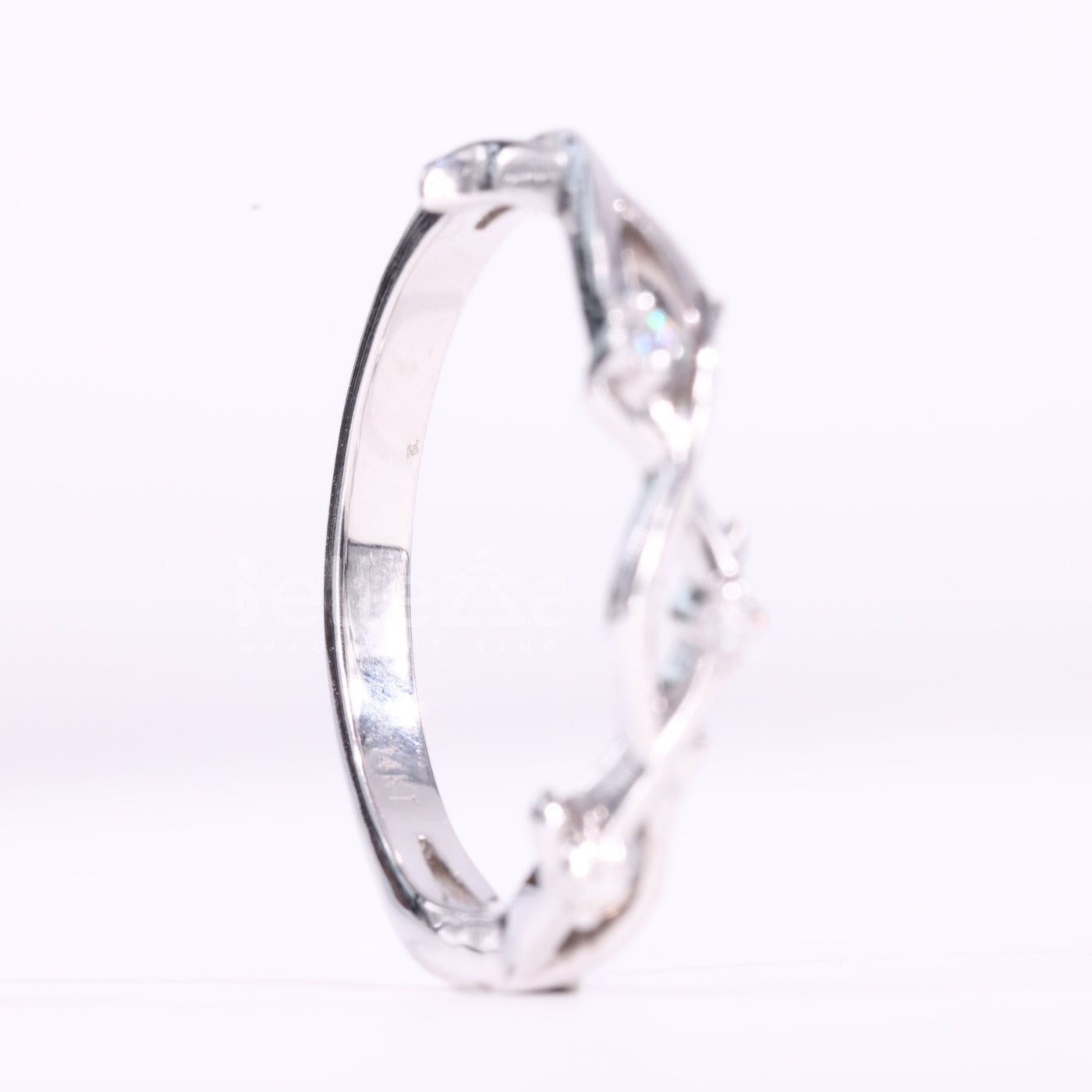 Round Cut Nature Inspired Moissanite Wedding Band