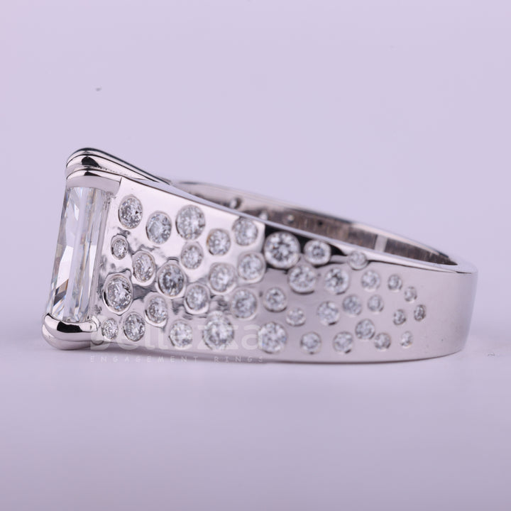 2.0CT Radiant Cut Flush Set Cluster Diamond Men's Ring