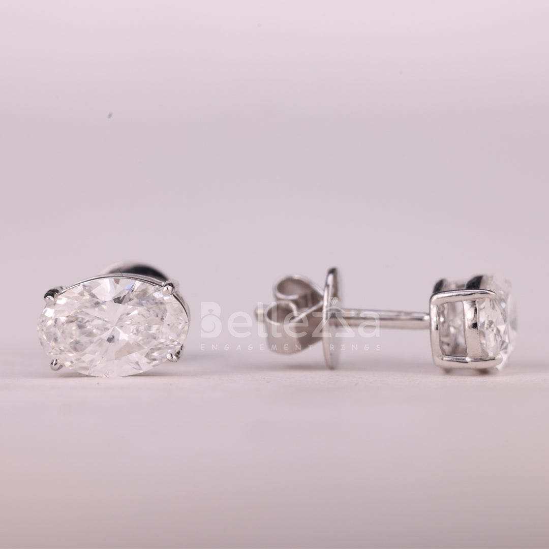 2.0CTW Oval Cut Diamond Moissanite Solitaire Stud Earrings
