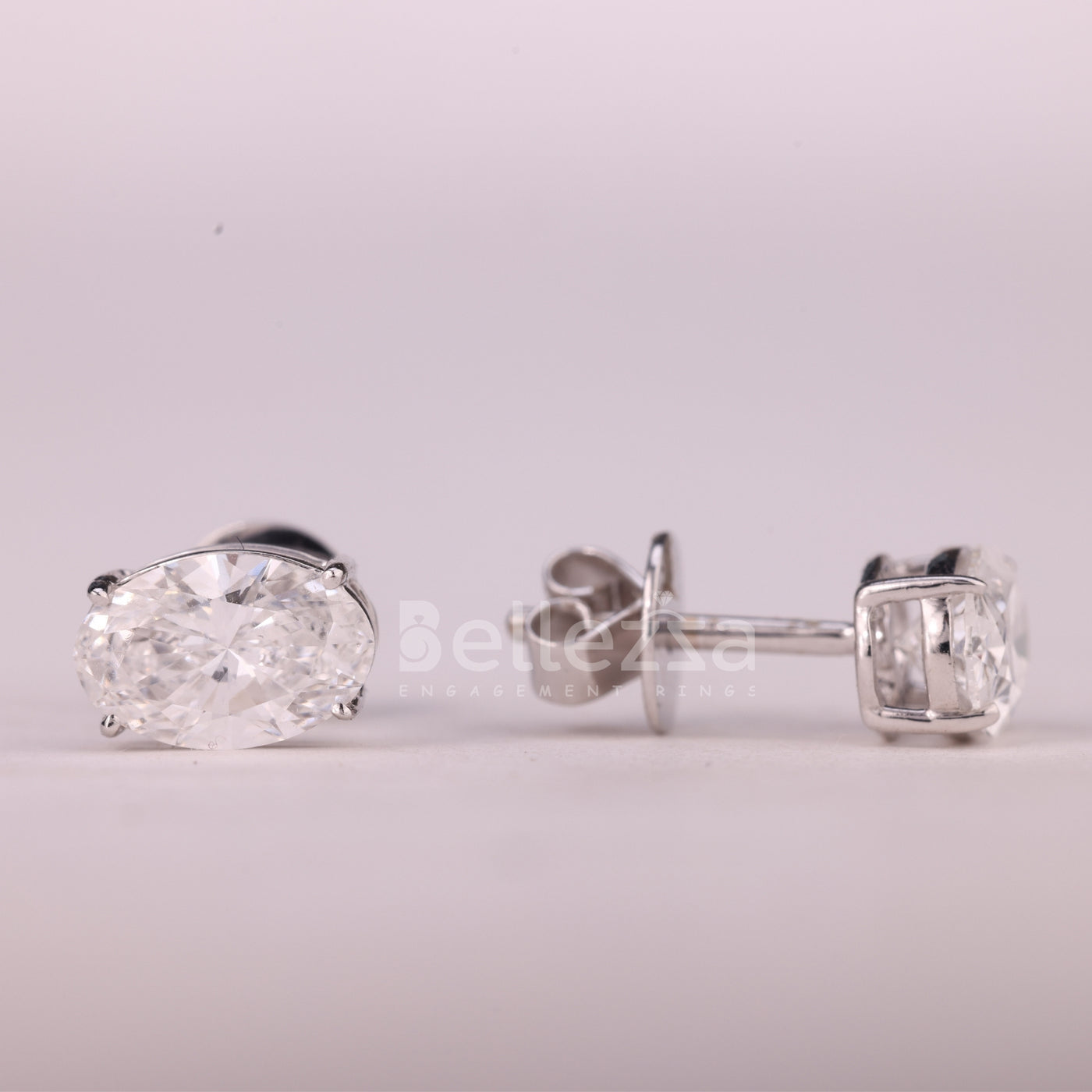 2.0CTW Oval Cut Diamond Moissanite Solitaire Stud Earrings