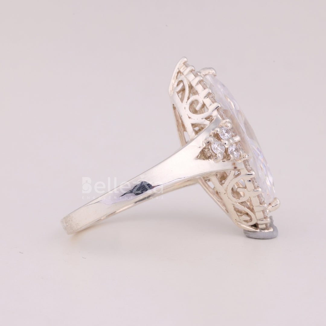 6.0CT Marquise Cut Halo Cluster Diamond Engagement Ring