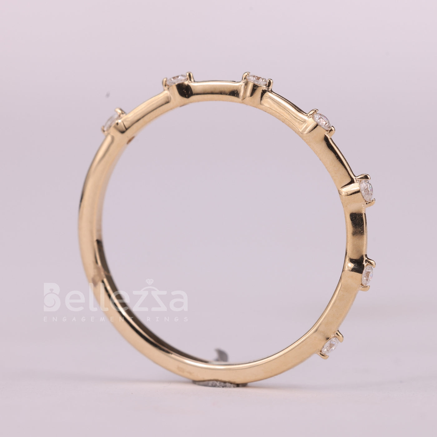 Round Cut Diamond Moissanite Petite Pave Setting Wedding Band