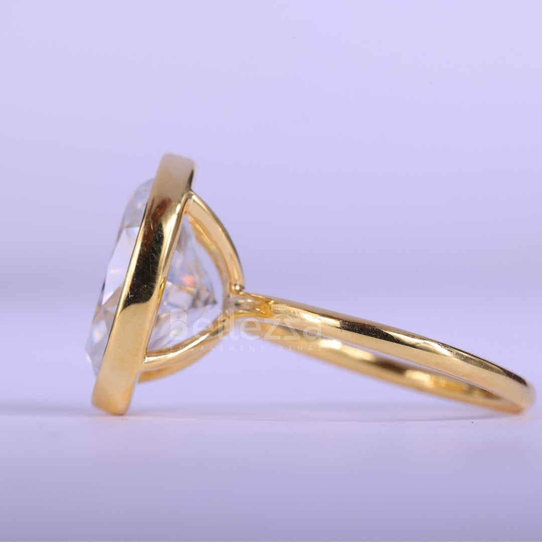 4.50CT Oval Cut Bezel Setting Moissanite Engagement Ring