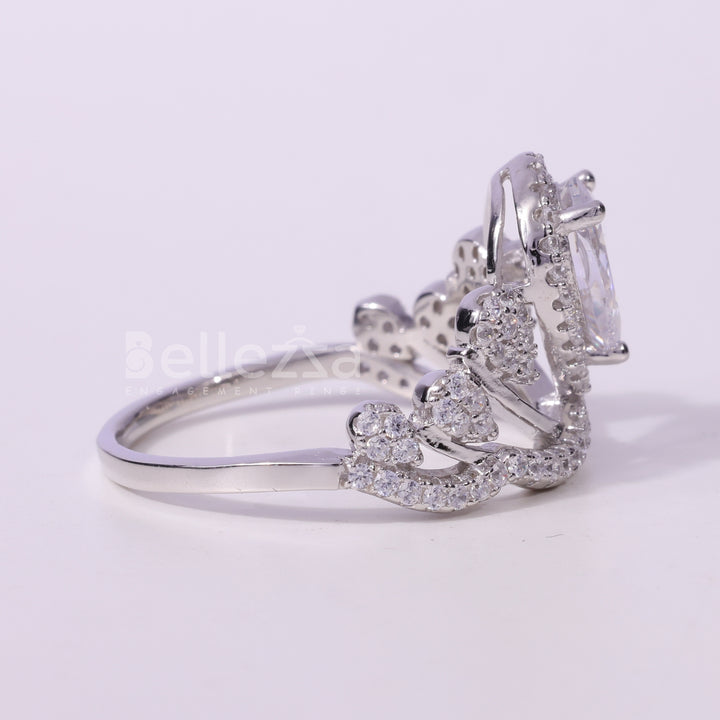 0.50CT Pear Cut Cluster Diamond Moissanite Engagement Ring