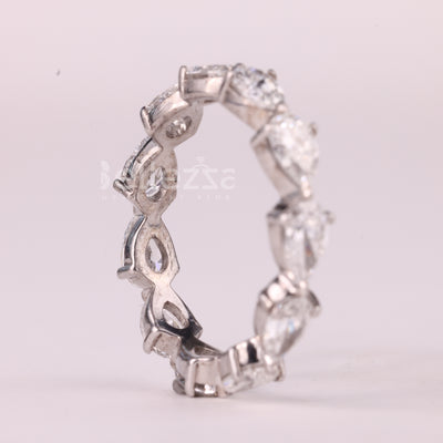 East-West Pear Cut Diamond Full Eternity Moissanite Wedding Band