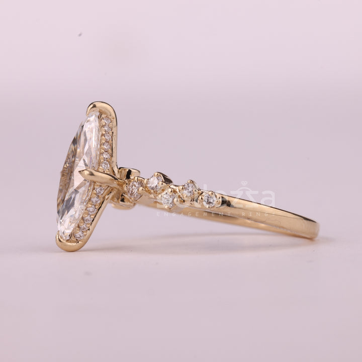 2.0CT Marquise Cut Cluster Diamond Moissanite Engagement Ring