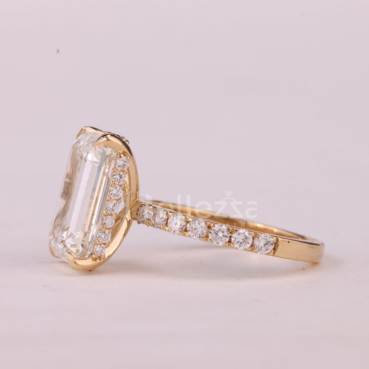 2.50CT Emerald Cut Pave Setting Moissanite Engagement Ring