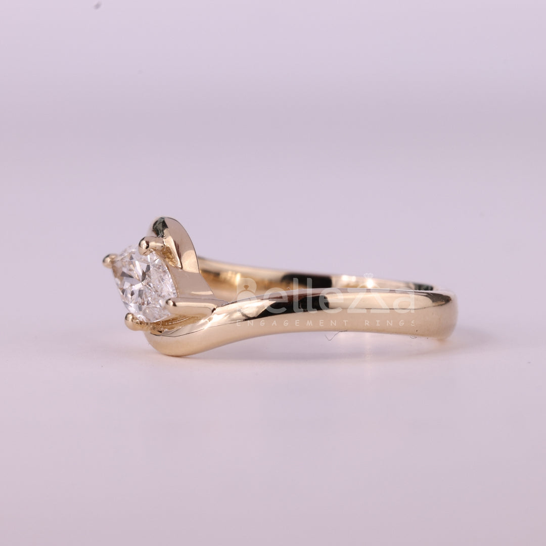 1.0CT East-West Marquise Cut Moissanite Engagement Ring