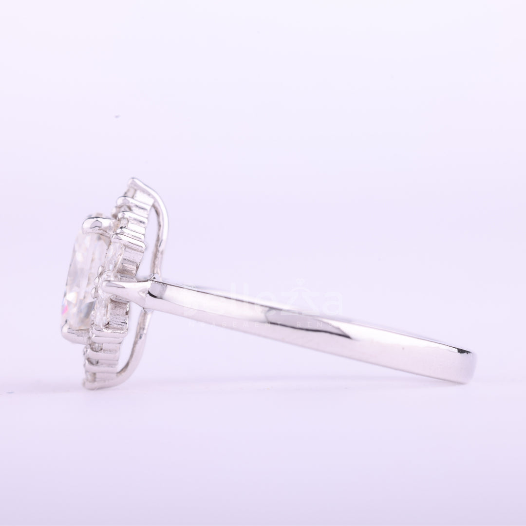 1.0CT Oval Cut Cluster Diamond Moissanite Engagement Ring