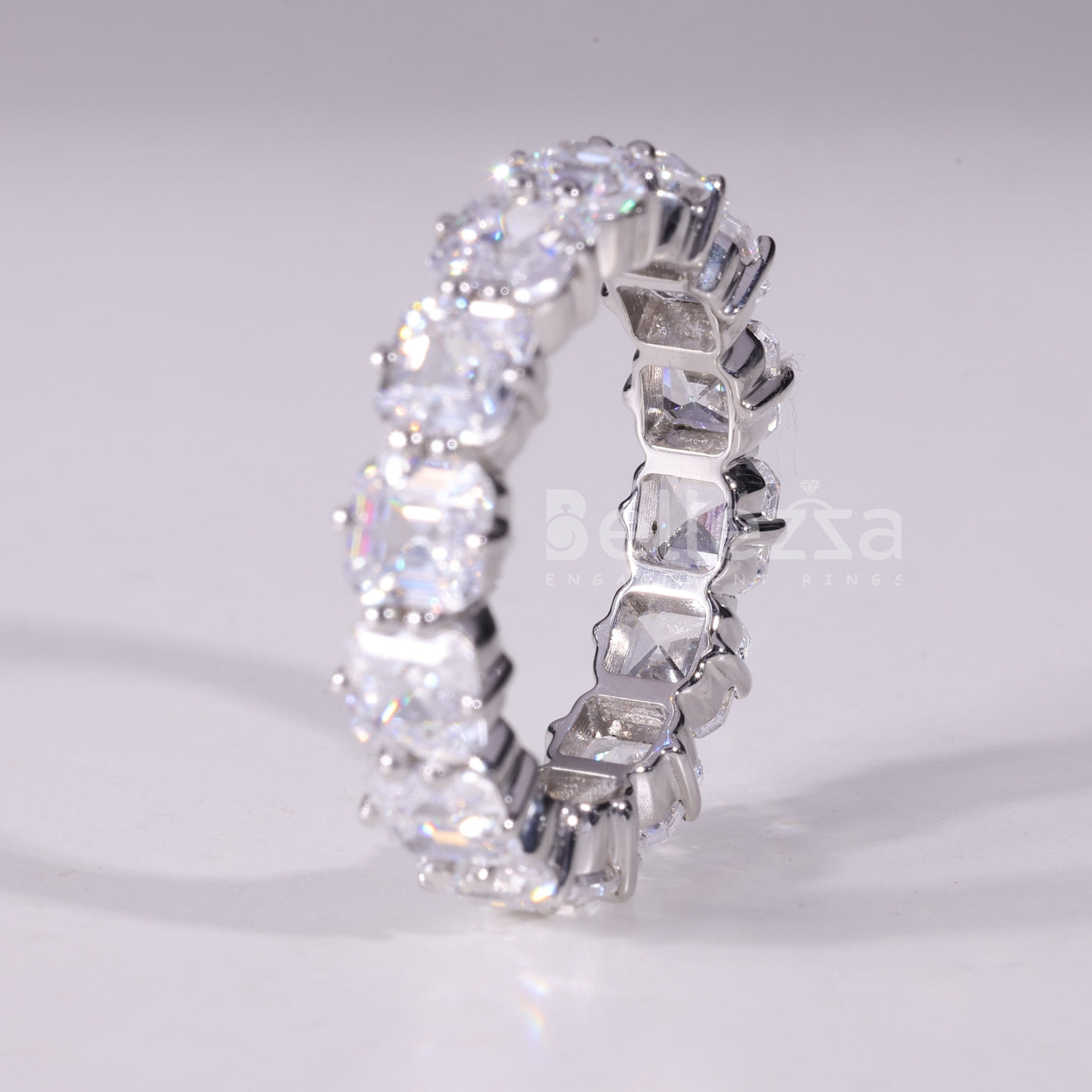 Asscher Cut Full Eternity Moissanite Wedding Band