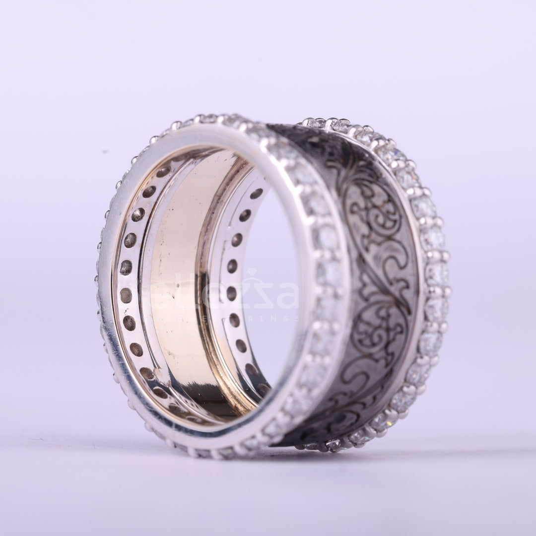 Round Cut Diamond Vintage Inspired Art Deco Unique Wedding Ring