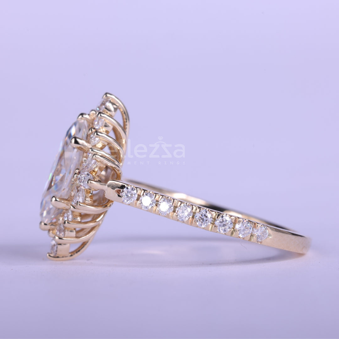 1.0CT Marquise Cut Cluster Diamond Engagement Ring