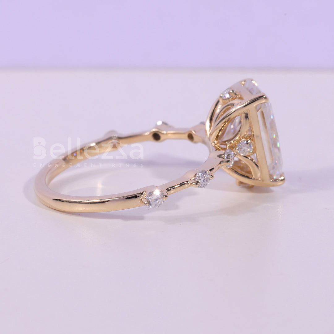 2.0CT Radiant Cut Petite Pave Setting Moissanite Engagement Ring