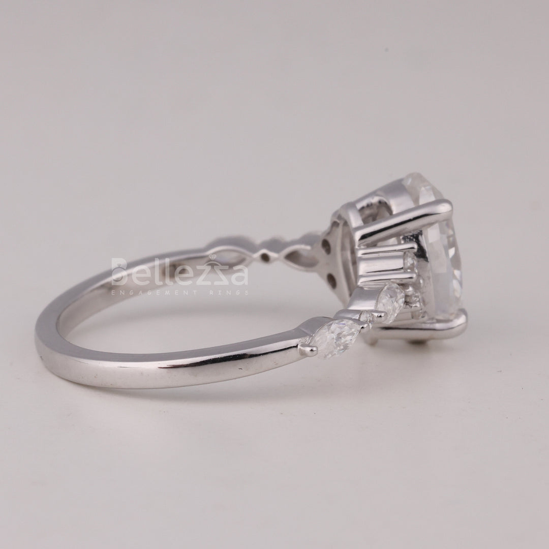 1.50CT Oval Cut Cluster Diamond Moissanite Engagement Ring