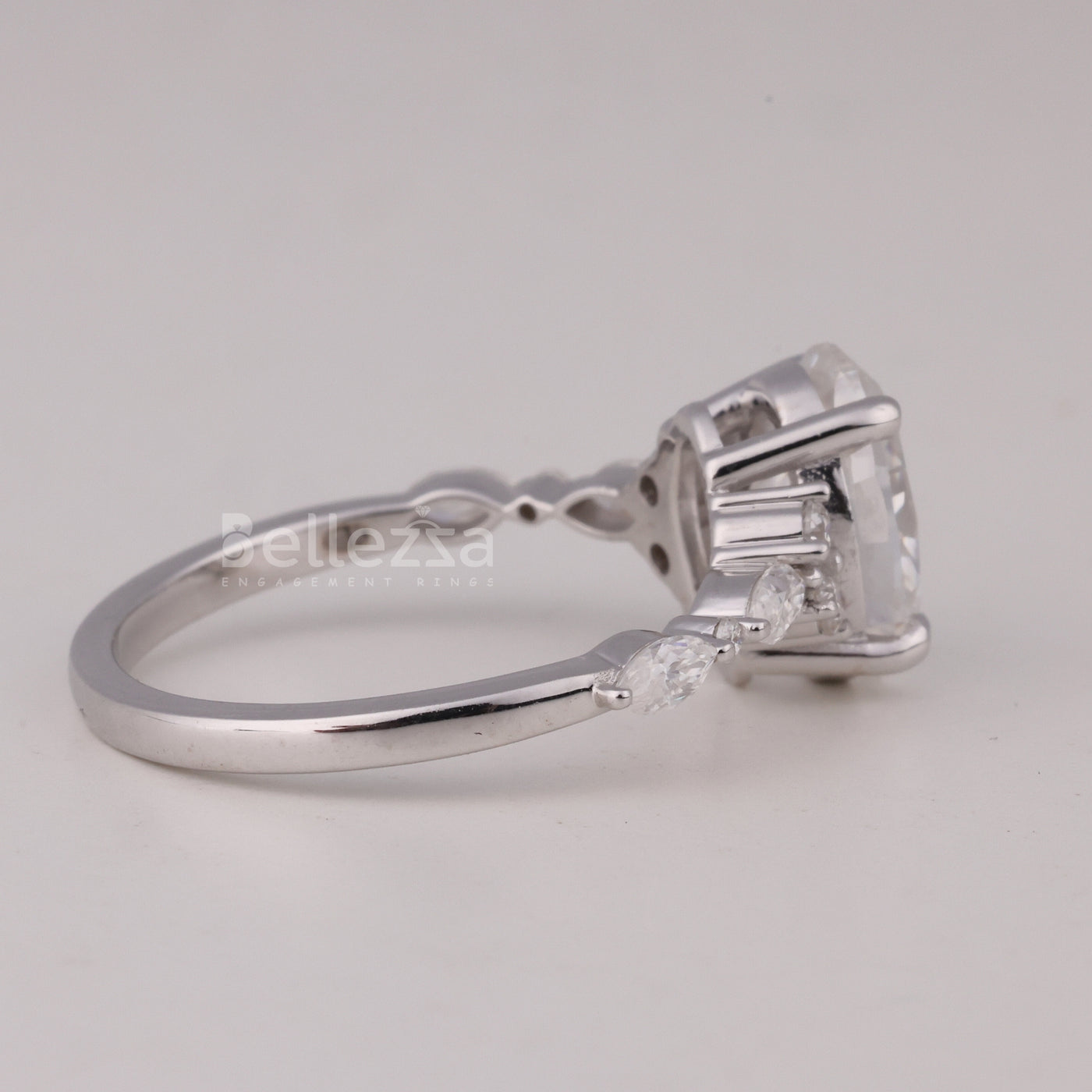 1.50CT Oval Cut Cluster Diamond Moissanite Engagement Ring