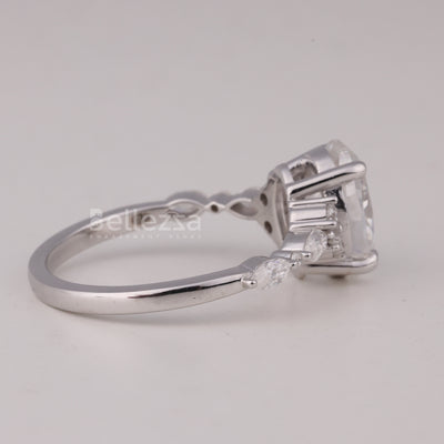 1.50CT Oval Cut Cluster Diamond Moissanite Engagement Ring