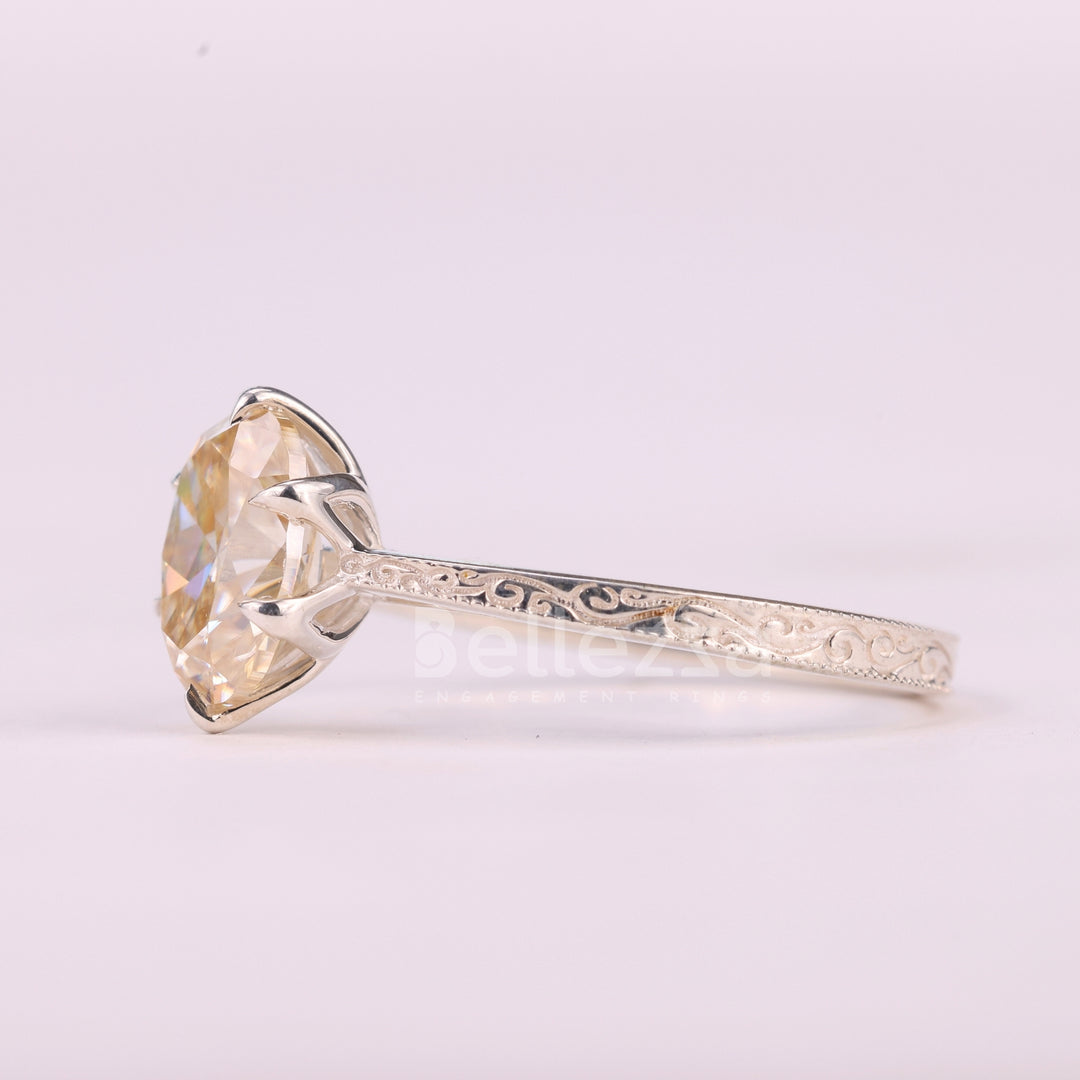 1.0CT Oval Cut Unique Solitaire Vintage Inspired Engagement Ring