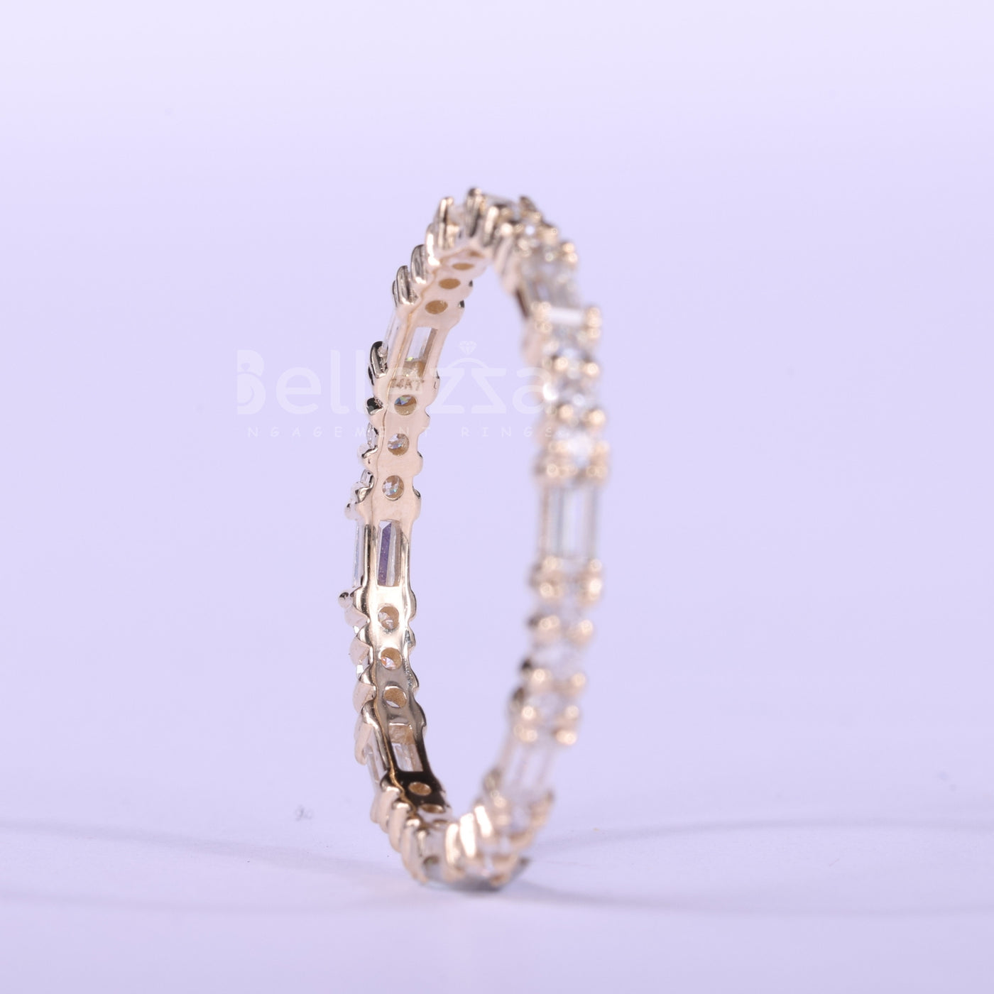 Round & Baguette Cut Diamond Moissanite Full Eternity Wedding Band
