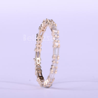 Round & Baguette Cut Diamond Moissanite Full Eternity Wedding Band