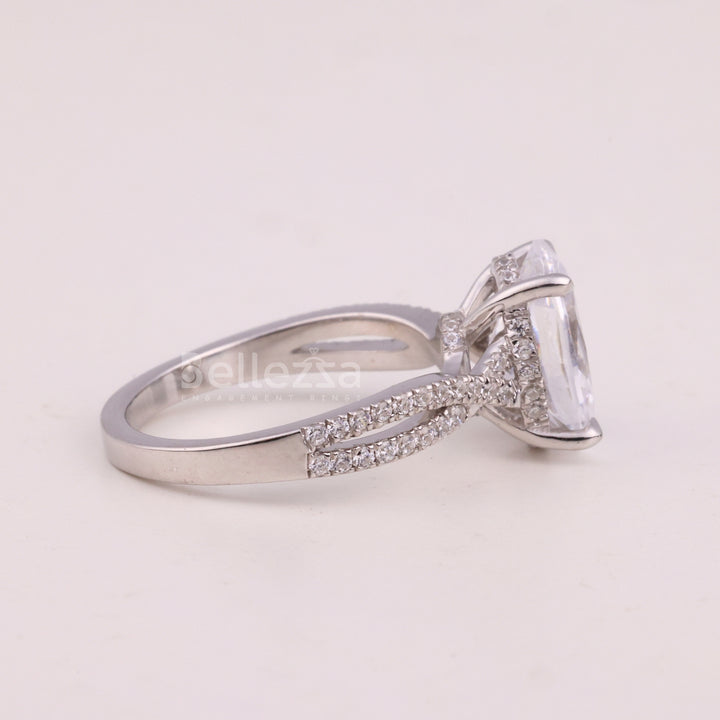1.50CT Oval Cut Diamond Twisted Pave Setting Engagement Ring
