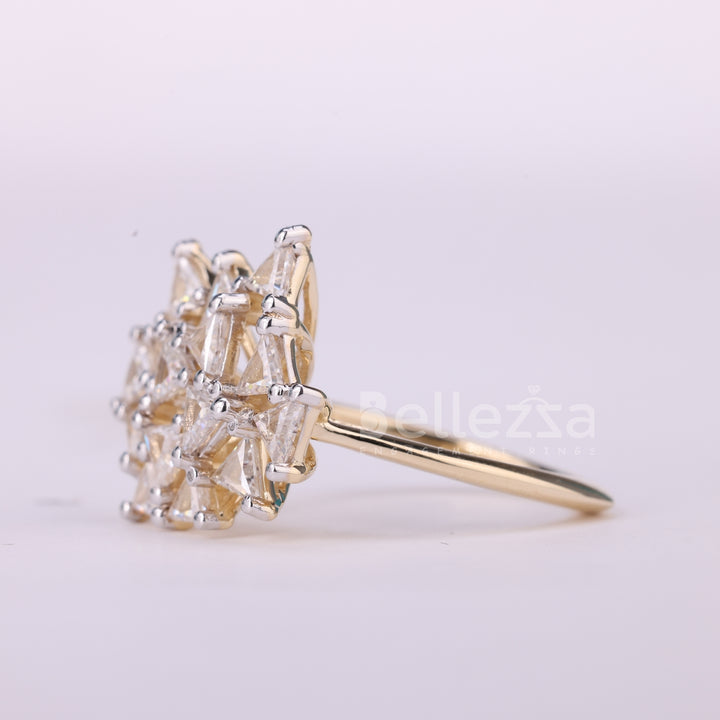 Triangle Cut Diamond Cluster Diamond Moissanite Engagement Ring