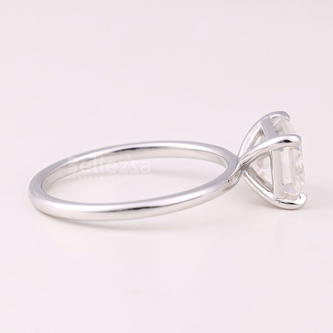 2.0CT East-West Emerald Cut Solitaire Moissanite Engagement Ring
