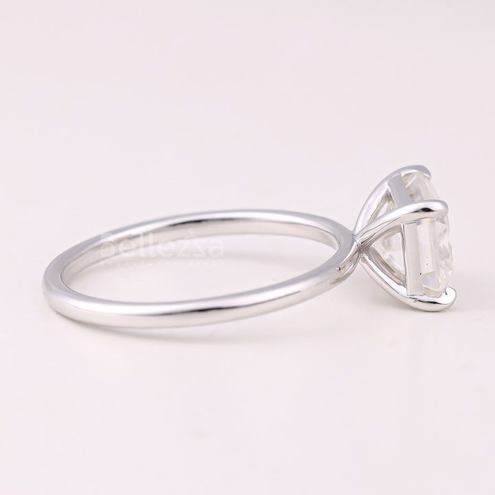 2.0CT East-West Emerald Cut Solitaire Moissanite Engagement Ring