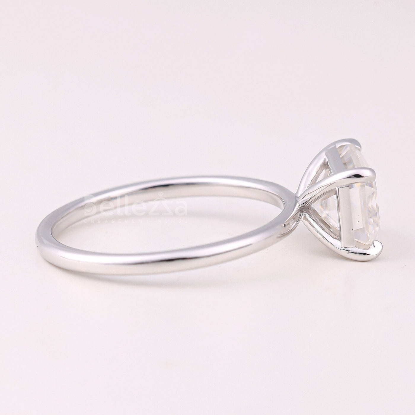 2.0CT East-West Emerald Cut Solitaire Moissanite Engagement Ring