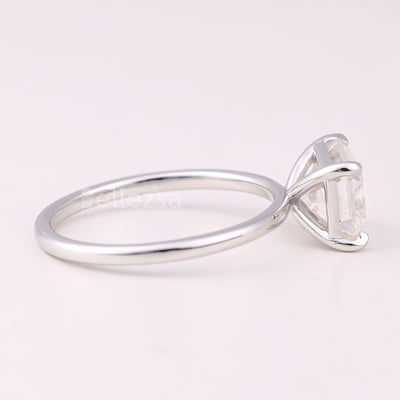 2.0CT East-West Emerald Cut Solitaire Moissanite Engagement Ring