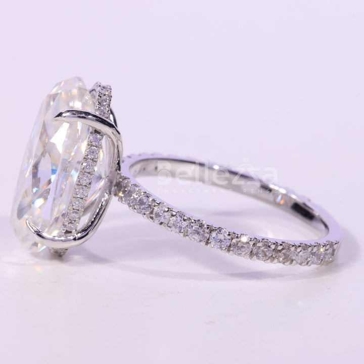 5.50CT Oval Cut Hidden Halo Pave Setting Moissanite Engagement Ring