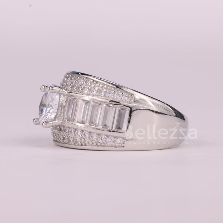 1.0CT Round Cut Cluster Diamond Moissanite Engagement Ring