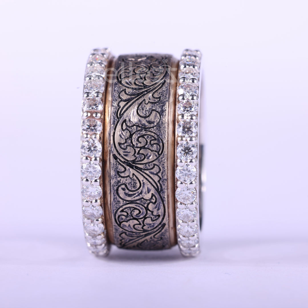 Round Cut Diamond Art Deco Vintage Inspired Unique Wedding Ring