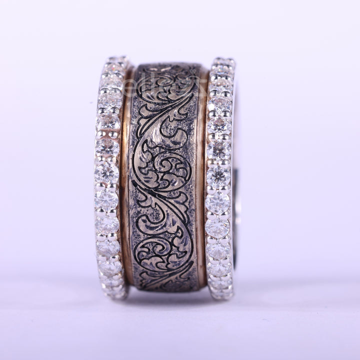 Round Cut Diamond Art Deco Vintage Inspired Unique Wedding Ring