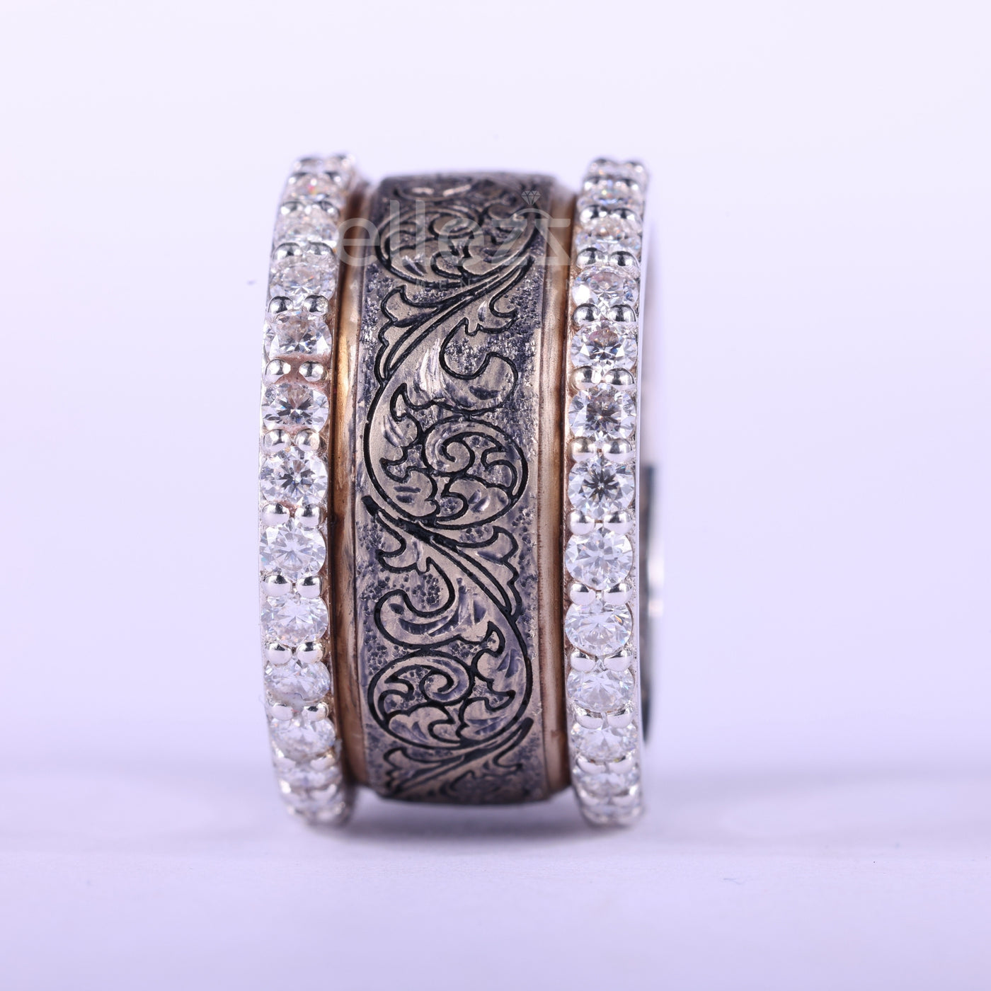 Round Cut Diamond Art Deco Vintage Inspired Unique Wedding Ring