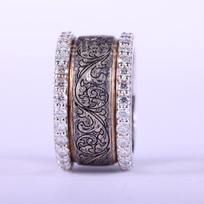 Round Cut Diamond Art Deco Vintage Inspired Unique Wedding Ring