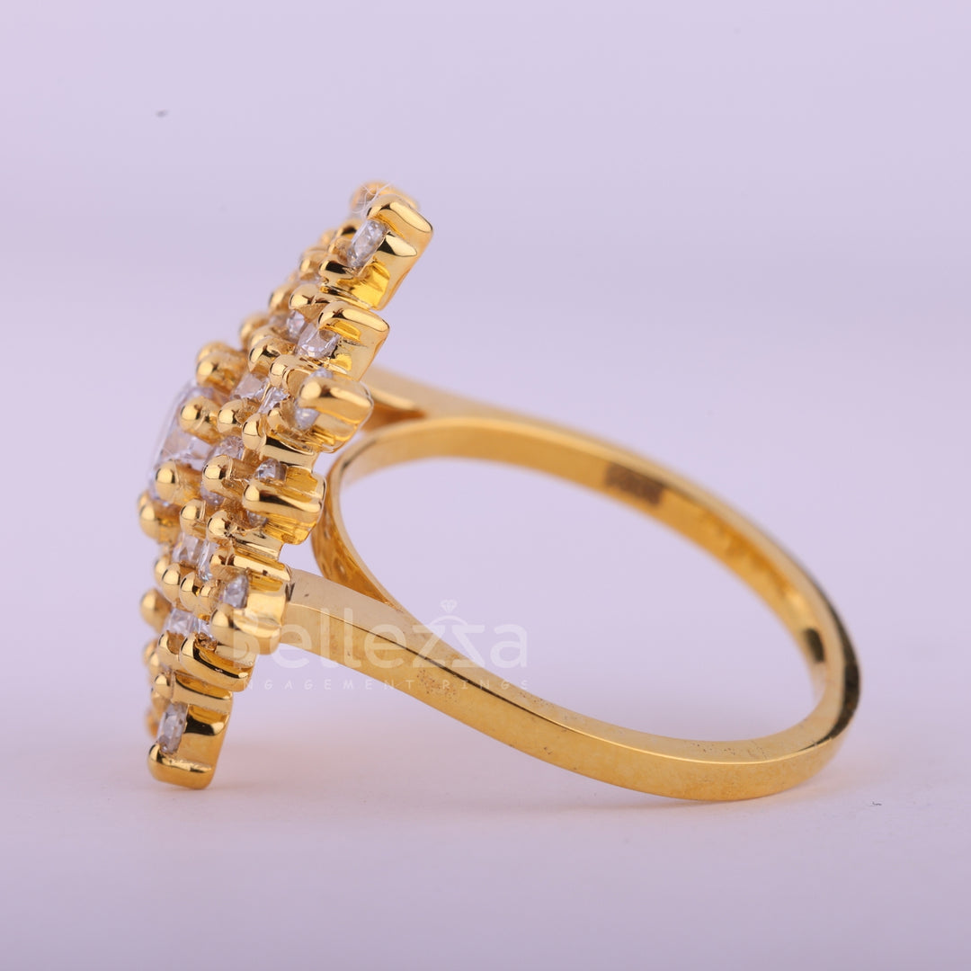 0.50CT Round Cut Cluster Diamond Moissanite Engagement Ring