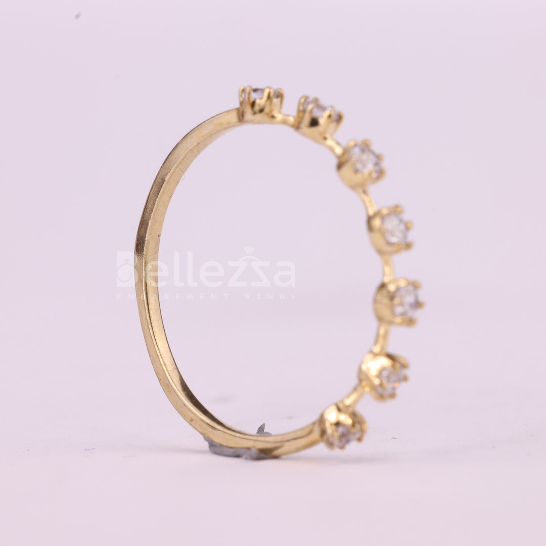 Round Cut Petite Pave Setting Half Eternity Moissanite Wedding Band