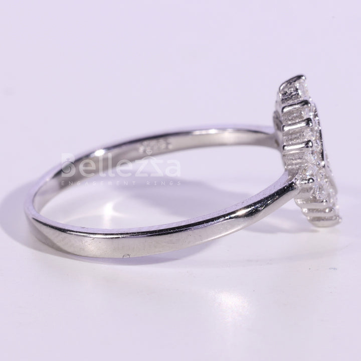 Round Cut Cluster Diamond Moissanite Engagement Ring