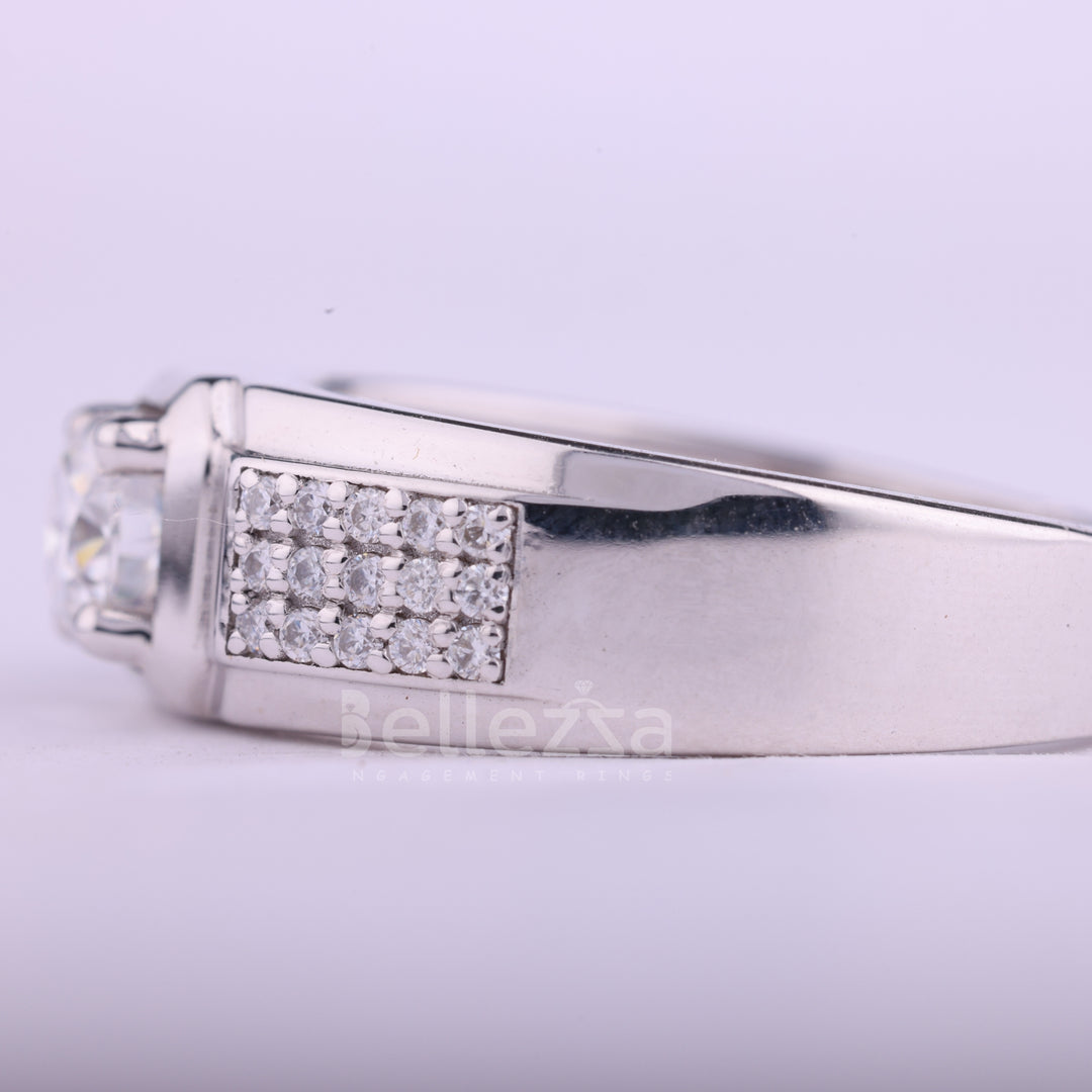 1.0CT Cut Cluster Diamond Moissanite Men's Wedding Ring